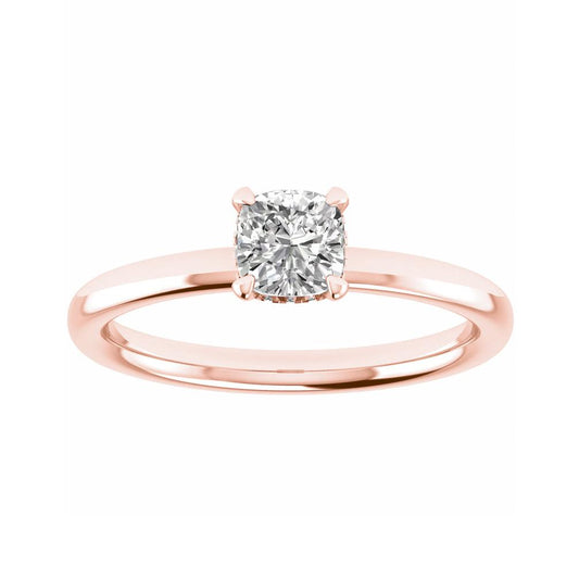 Cushion Rose Gold Lab Grown Solitaire (Hidden Halo)