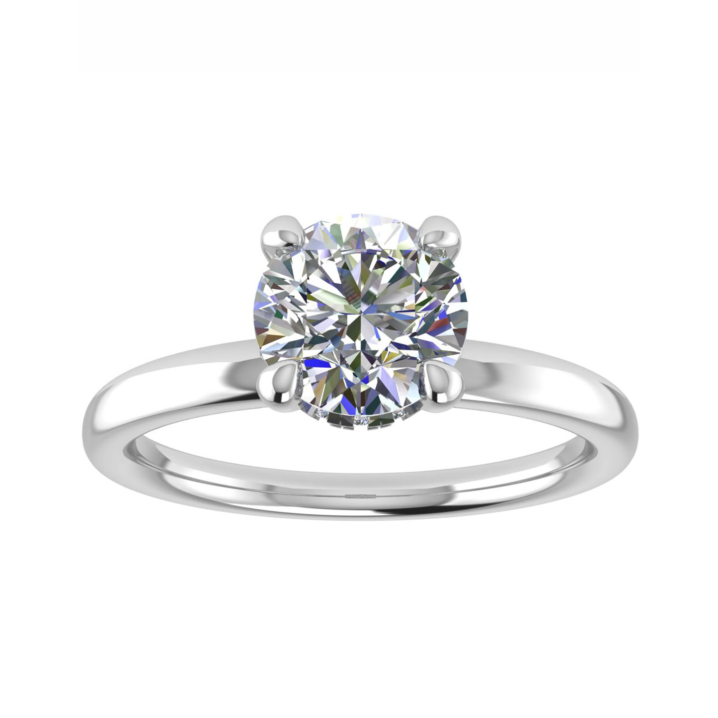 Round White Gold Lab Grown  Solitaire (Hidden Halo)