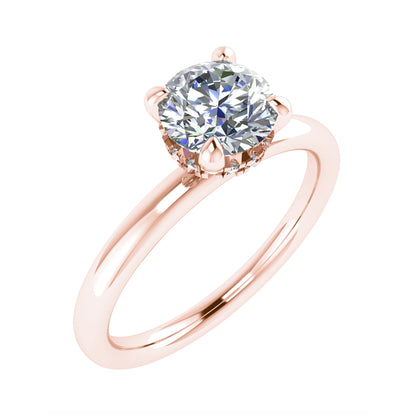 Round Rose Gold Lab Grown  Solitaire (Hidden Halo)