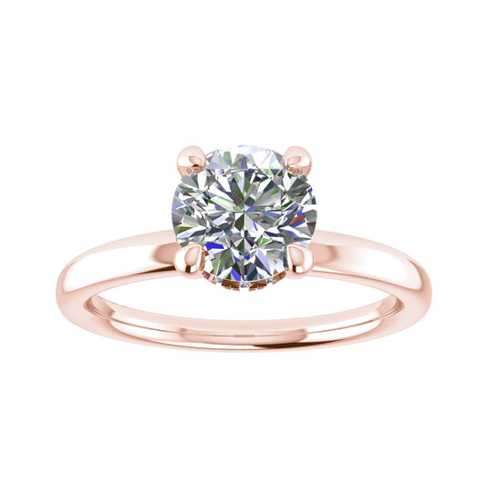 Round Rose Gold Lab Grown  Solitaire (Hidden Halo)