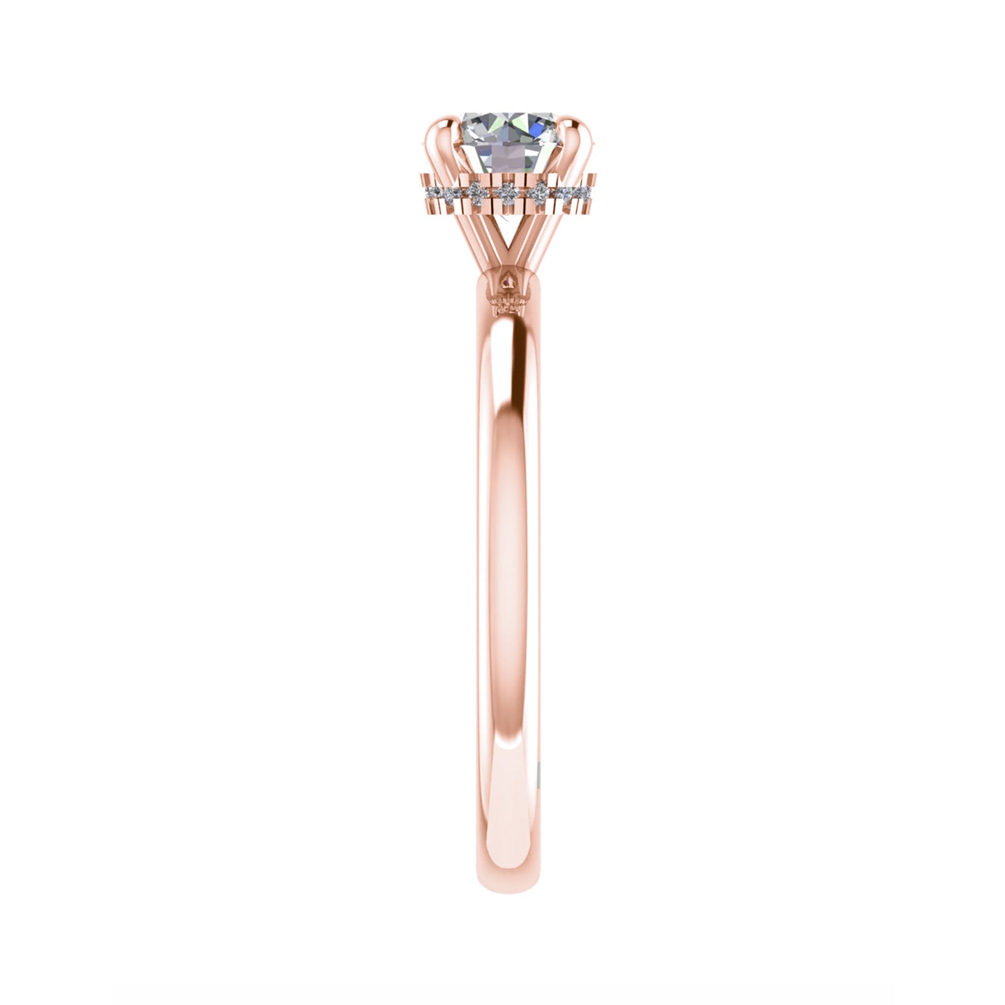 Round Rose Gold Lab Grown  Solitaire (Hidden Halo)