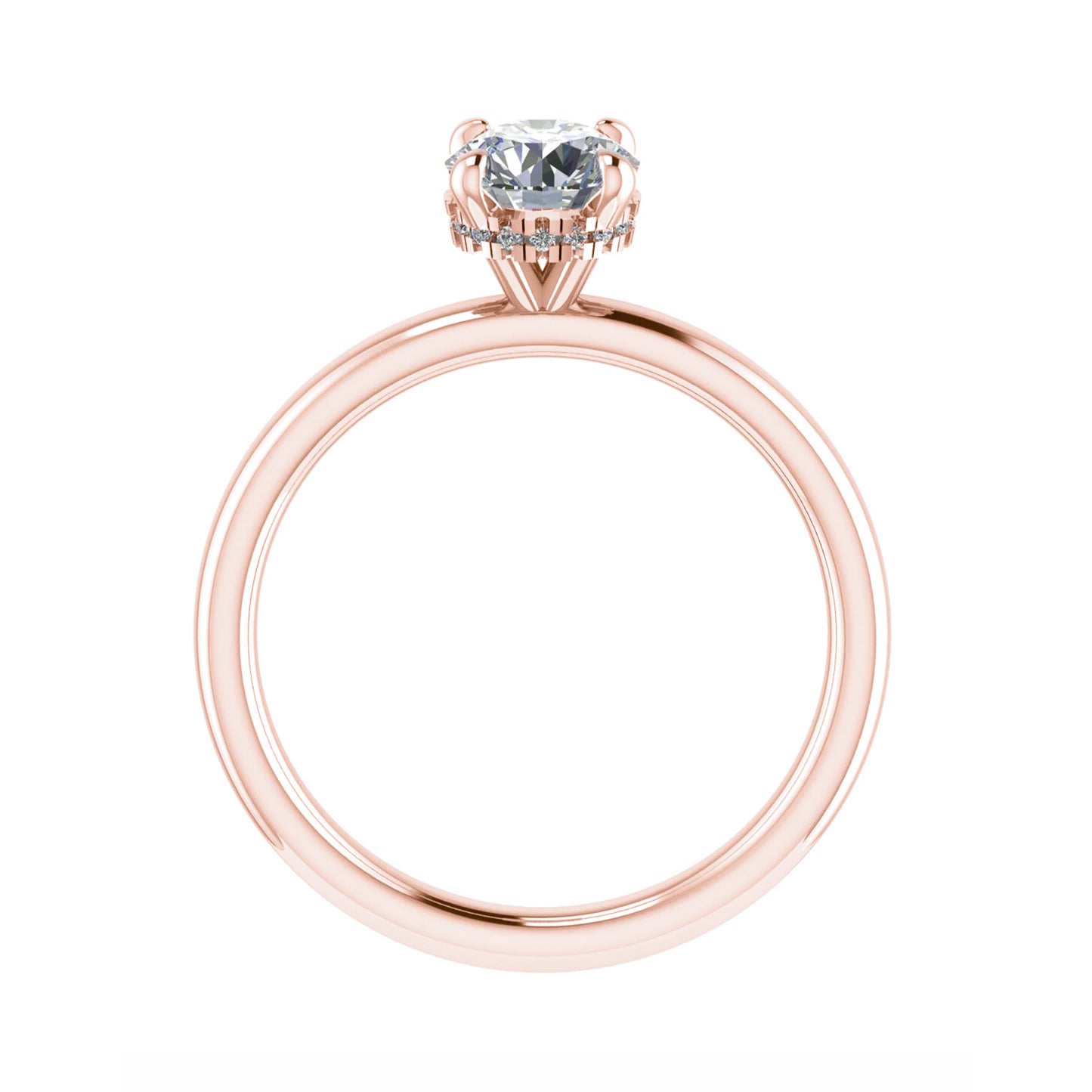 Round Rose Gold Lab Grown  Solitaire (Hidden Halo)