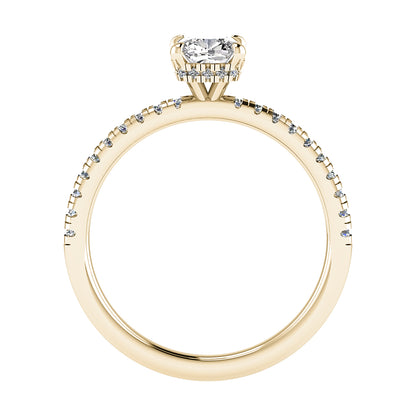 Cushion Yellow Gold Lab Grown Diamond Set Shoulders (Hidden Halo)