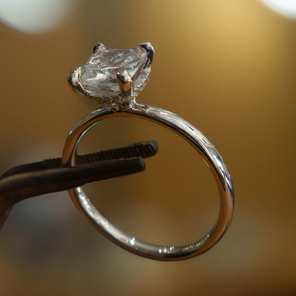 Cushion Platinum Lab Grown  Solitaire (Hidden Halo)