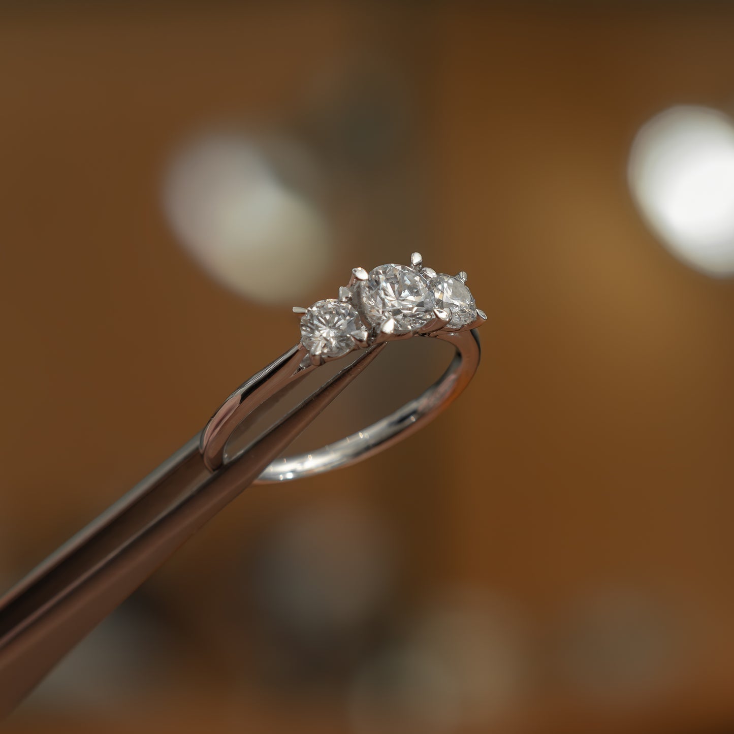 Round White Gold Lab Grown Diamond Trilogy