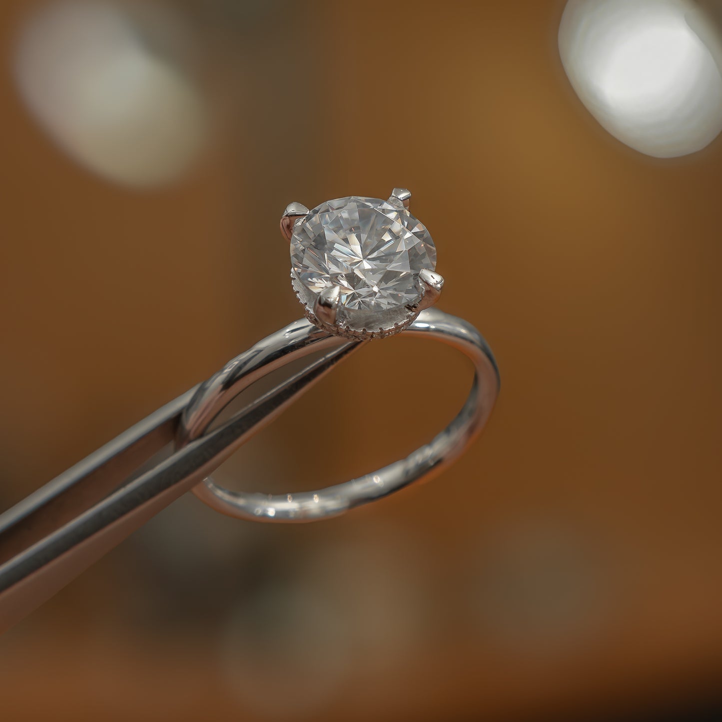 Round White Gold Lab Grown  Solitaire (Hidden Halo)