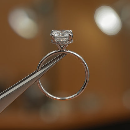 Round White Gold Lab Grown  Solitaire (Hidden Halo)