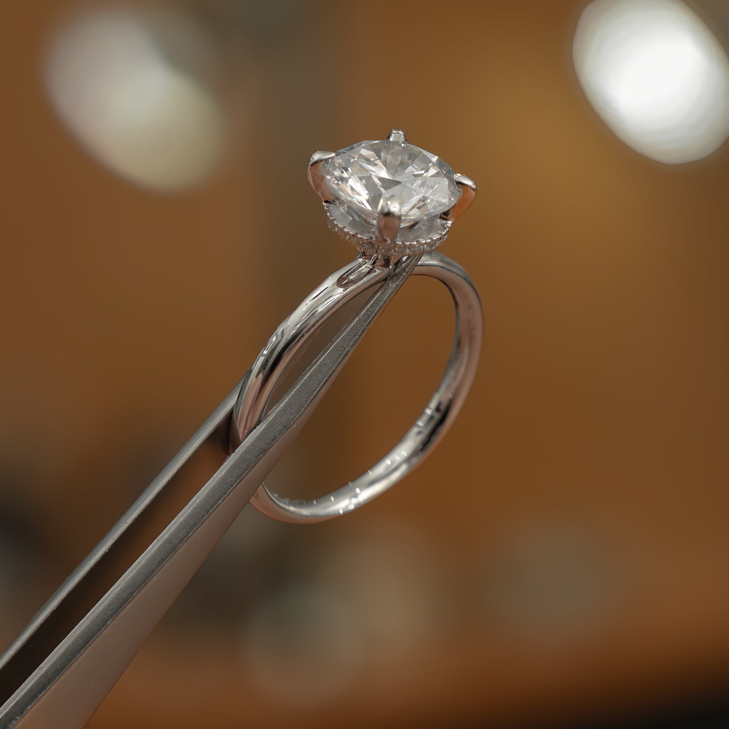 Round White Gold Lab Grown  Solitaire (Hidden Halo)