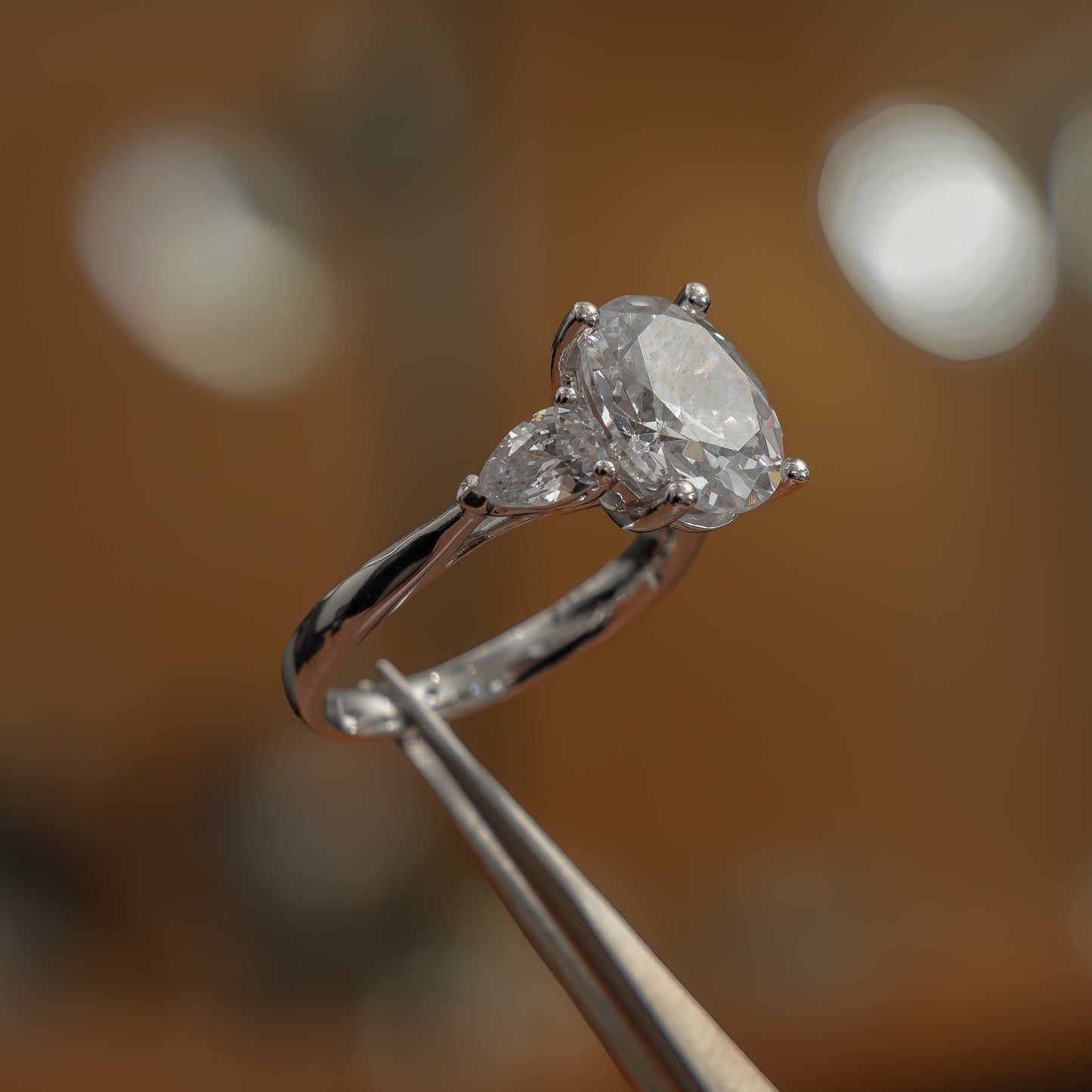 Oval White Gold Lab Grown Diamond Trilogy