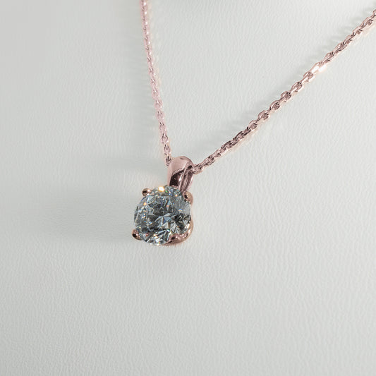 2ct Lab-Grown Diamond Pendant | 18k Rose Gold