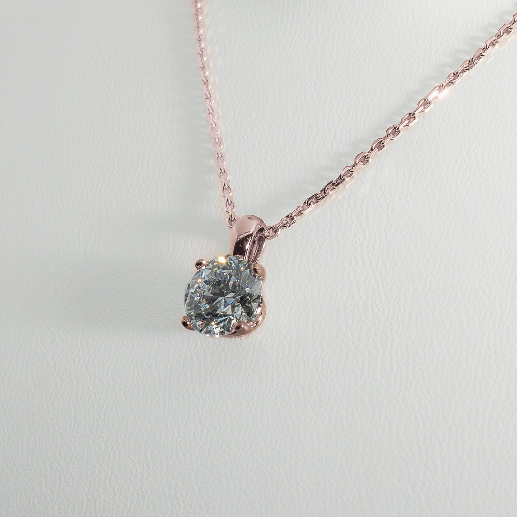 2ct Lab-Grown Diamond Pendant | 18k Rose Gold