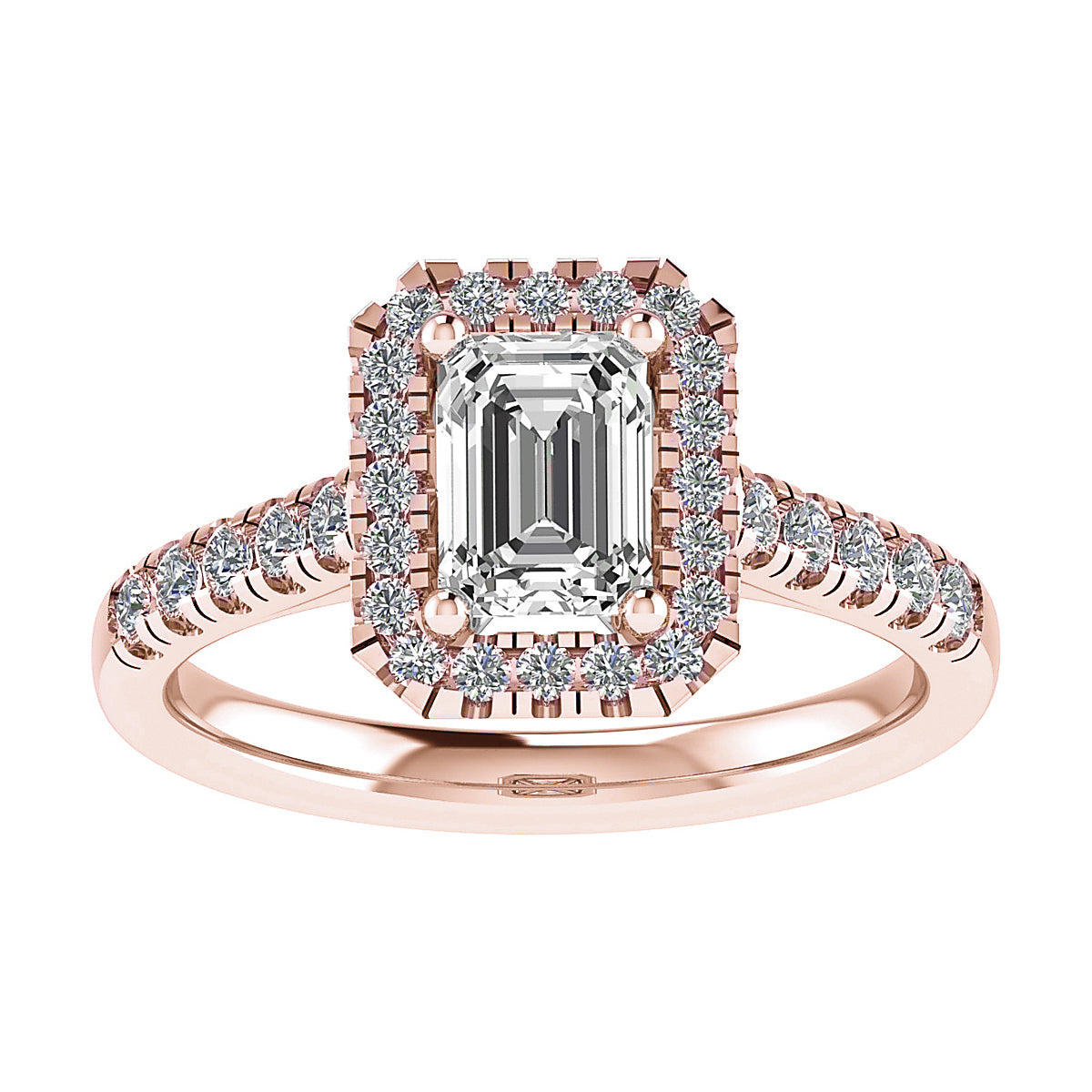 Emerald Rose Gold Lab Grown Diamond Halo