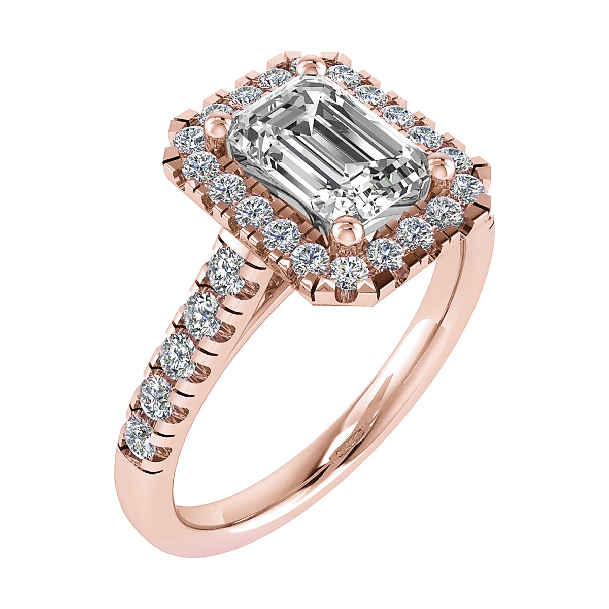 Emerald Rose Gold Lab Grown Diamond Halo