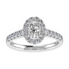 frontal view luxury oval white gold diamond set shoulders halo lab grown diamond engagement ring