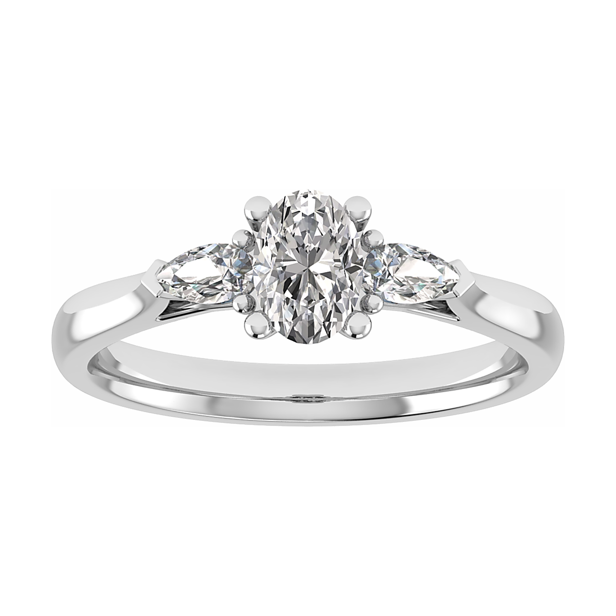 Oval White Gold Lab Grown Diamond Trilogy