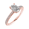 frontal left image oval rose gold diamond set shoulders lab grown diamond engagement ring