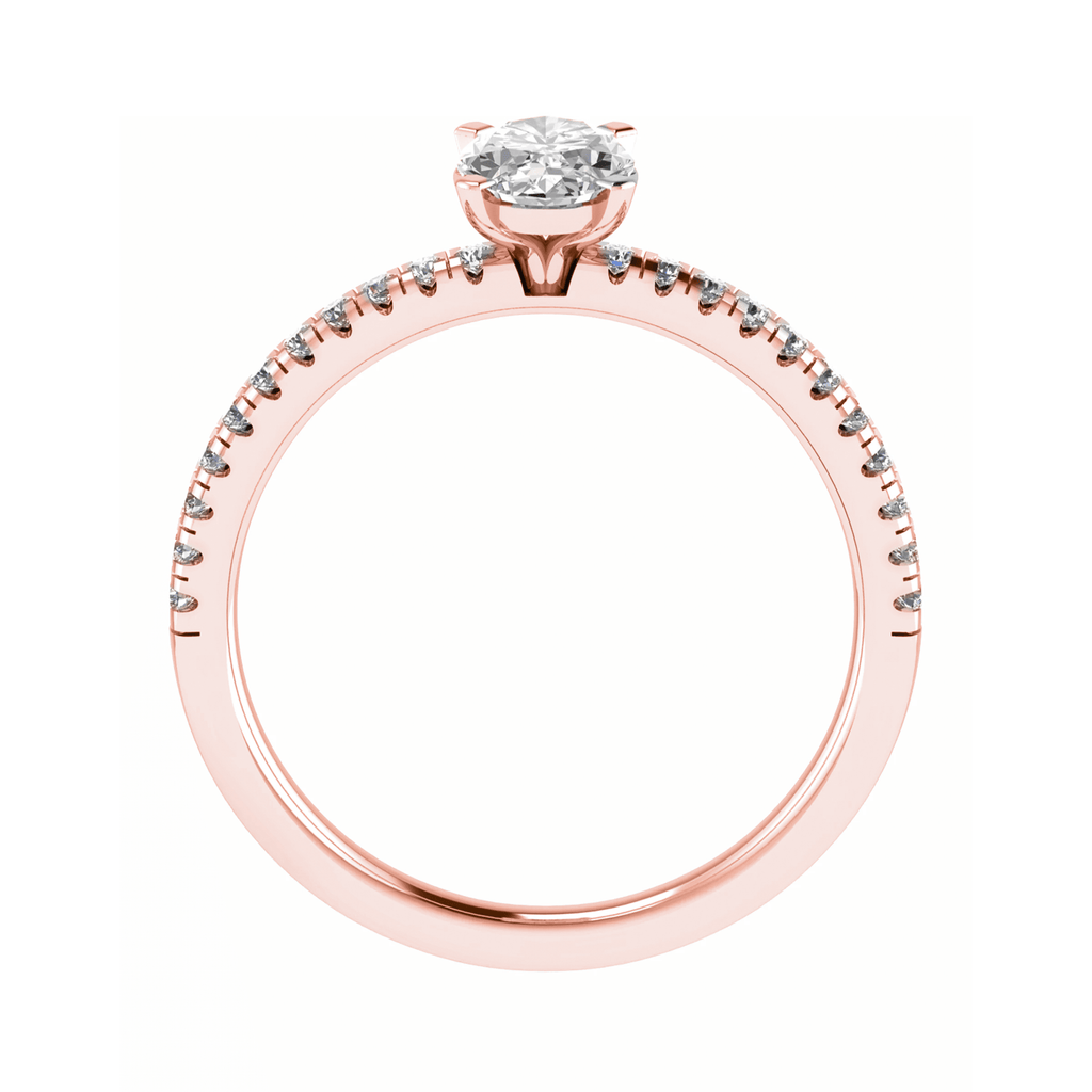 oval rose gold diamond set shoulders lab grown diamond engagement ring image 