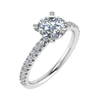 side image of round white gold diamond set shoulders lab grown diamond engagement ring