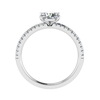 side view of luxury round white gold diamond set shoulders lab grown diamond engagement ring