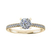 luxury round yellow gold diamond set shoulders lab grown diamond engagement ring