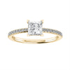 luxury princess yellow gold diamond set shoulders lab grown diamond engagement ring