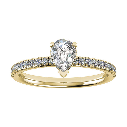 Pear 18K Yellow Gold Lab Grown Diamond Set Shoulders (Hidden Halo)