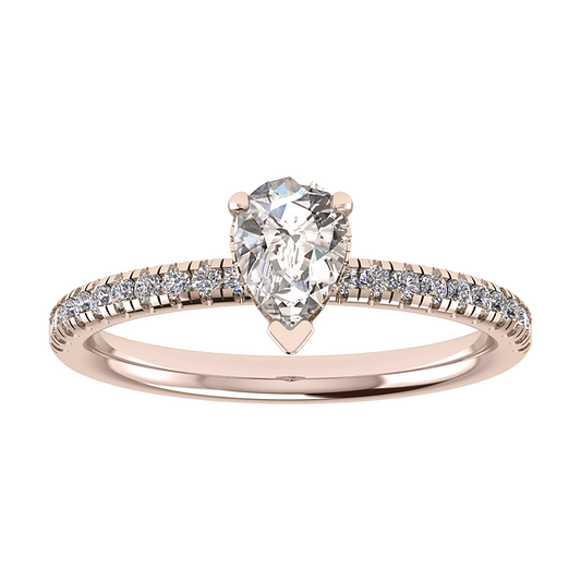 Pear 18K Rose Gold Lab Grown Diamond Set Shoulders (Hidden Halo)