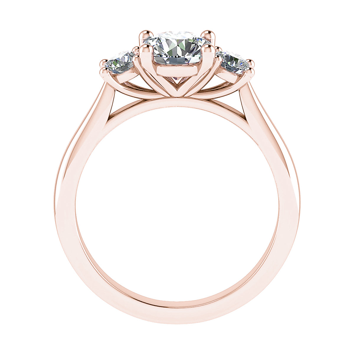 Round Rose Gold Lab Grown Diamond Trilogy