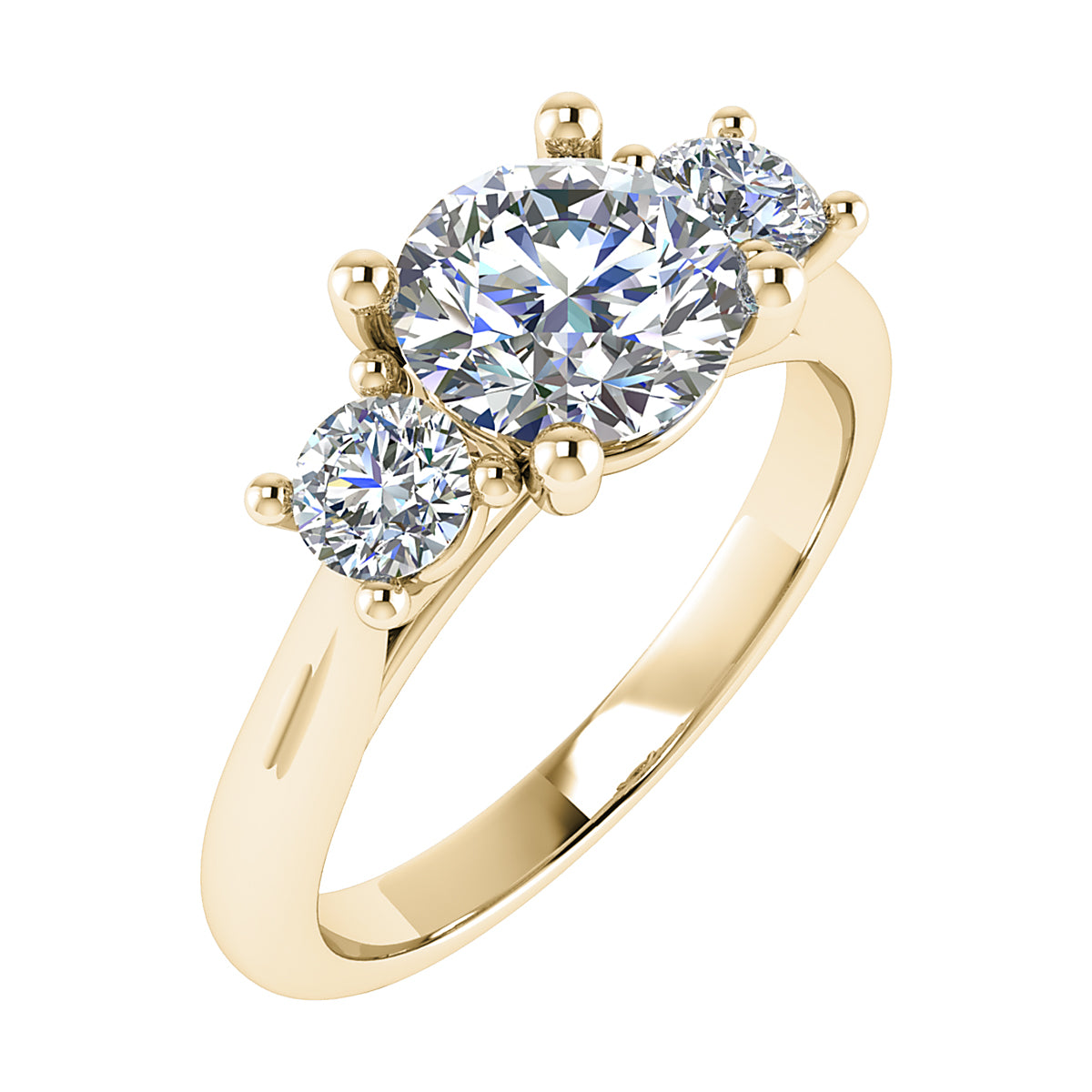 Round Yellow Gold Lab Grown Diamond Trilogy