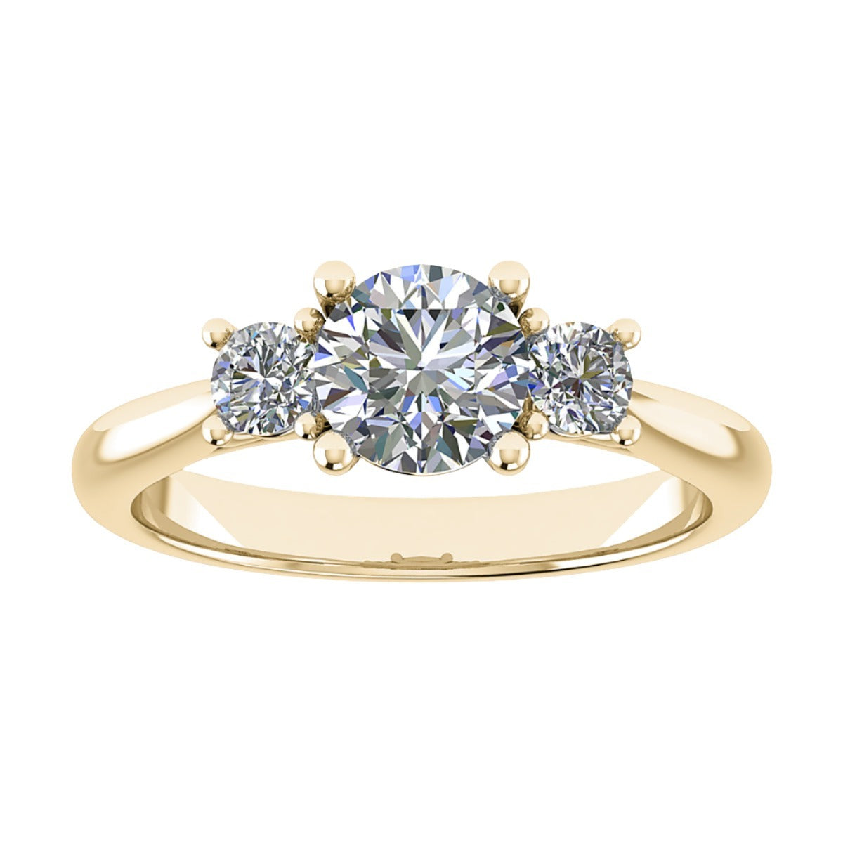 Round Yellow Gold Lab Grown Diamond Trilogy