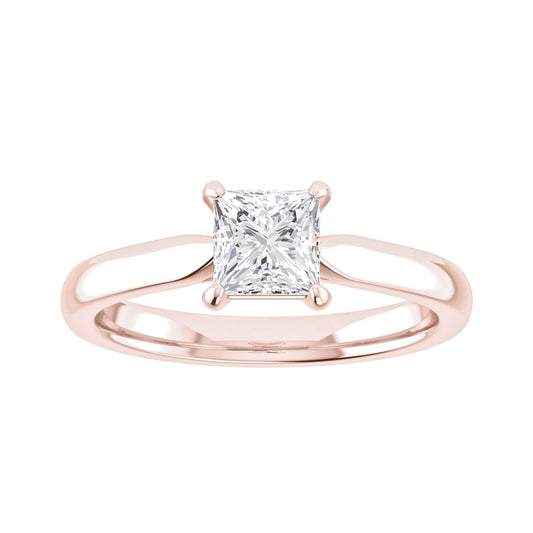 luxury princess rose gold solitaire lab grown diamond engagement ring