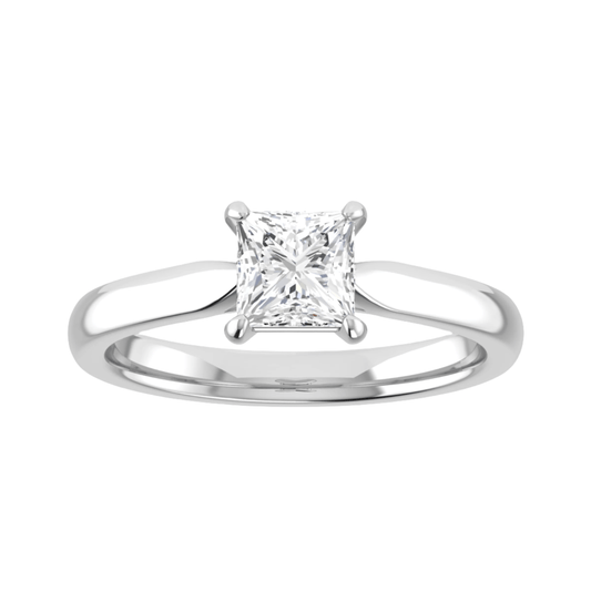 luxury princess white gold solitaire lab grown diamond engagement ring