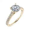  round yellow gold diamond set shoulders lab grown diamond engagement ring