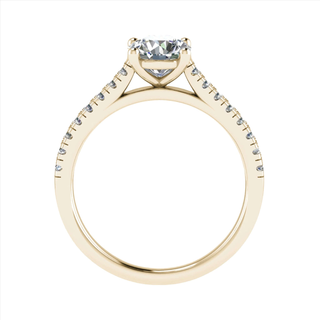 side image luxury round yellow gold diamond set shoulders lab grown diamond engagement ring