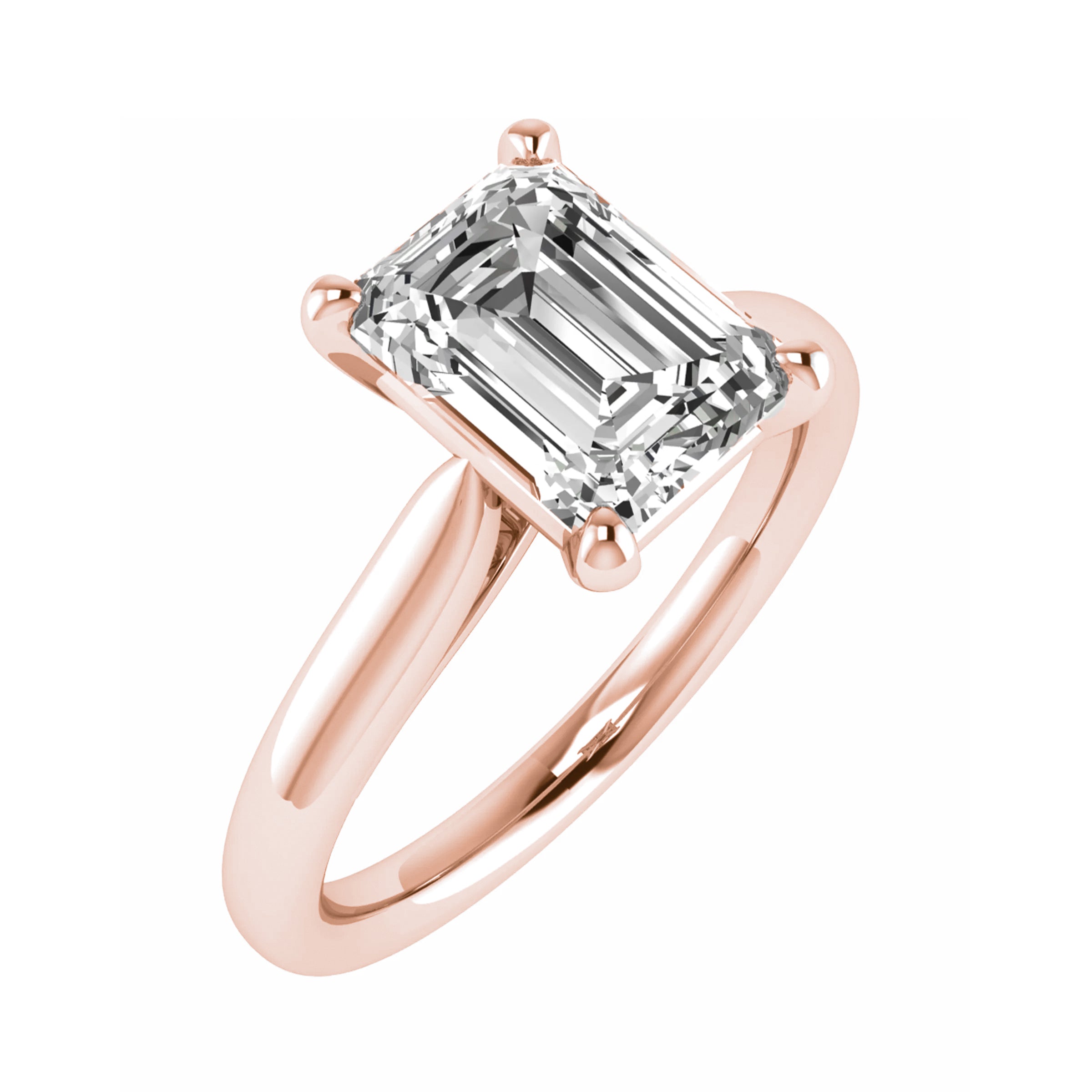 Emerald Rose Gold Lab Grown Diamond Solitaire