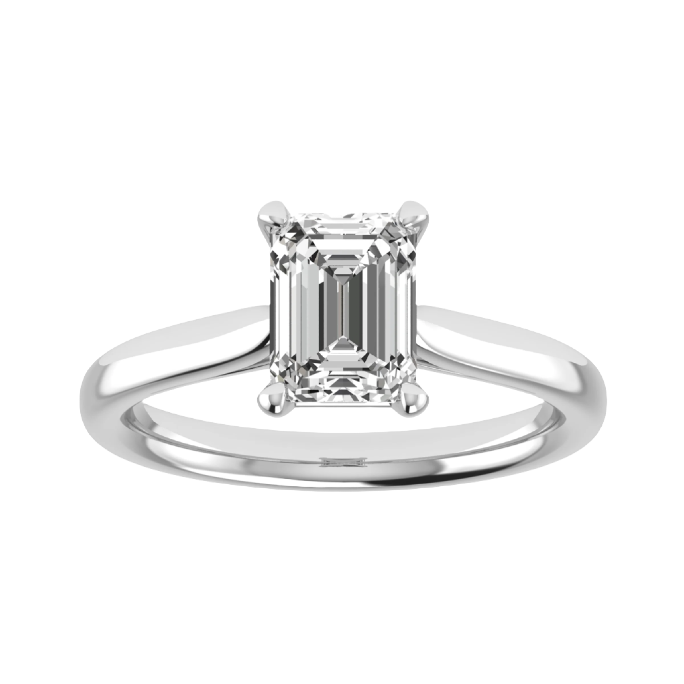 Emerald White Gold Lab Grown Diamond Solitaire