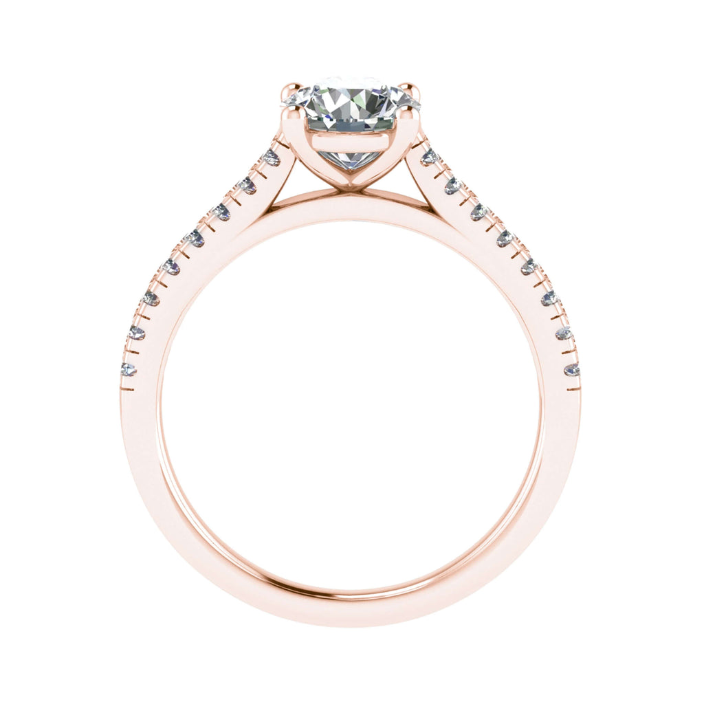 side image luxury round rose gold diamond set shoulders lab grown diamond engagement ring