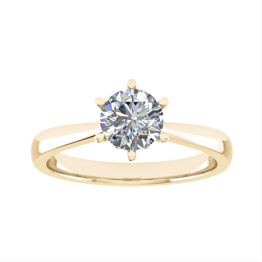 luxury round yellow gold solitaire lab grown diamond engagement ring