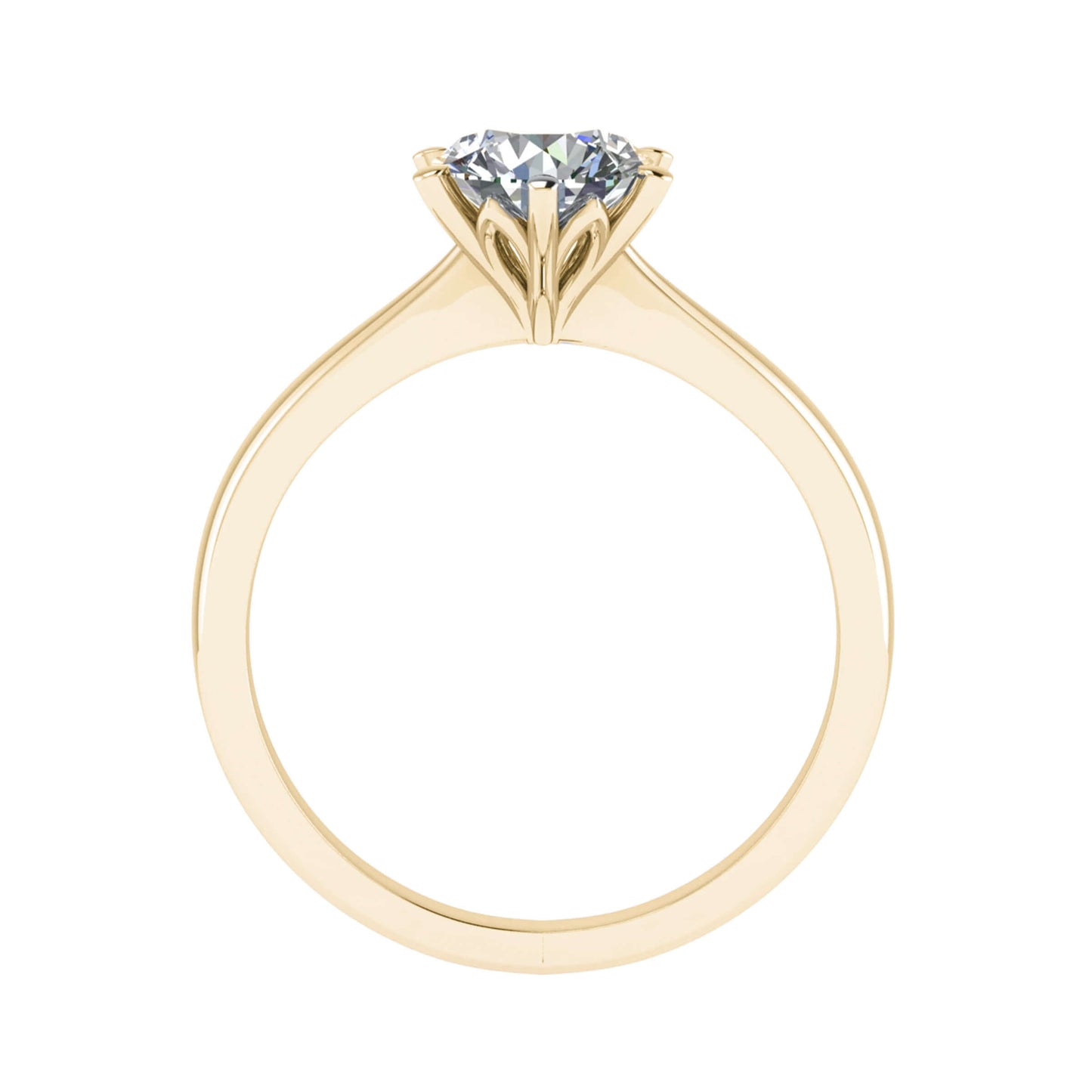 side image of luxury round yellow gold solitaire lab grown diamond engagement ring